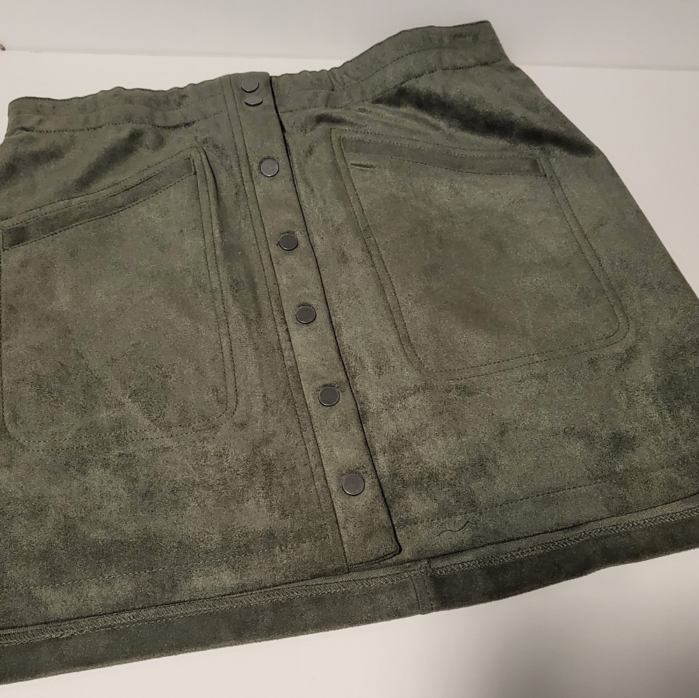 Olive Suede Mini Skirt